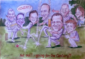 Cricket team caricature