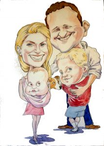 Hand drawn family caricature