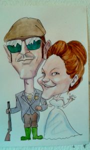 Bride and groom caricature