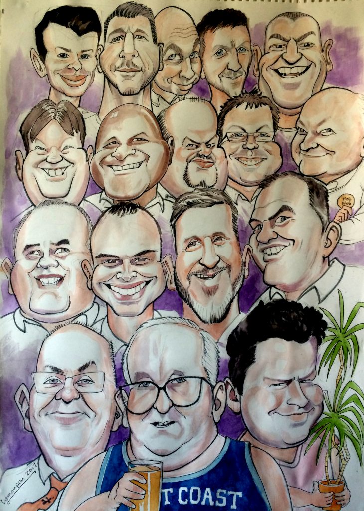 Hand painted traditional caricature a2 watercolour