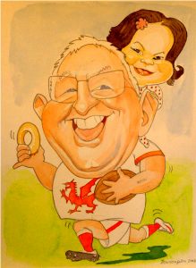 Traditional rugby cartoon