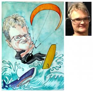 Kite-surfing caricature