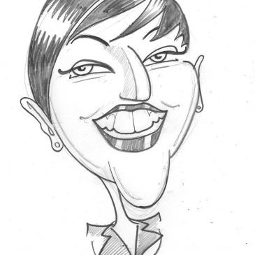 Quick sketch caricatures for table settings at a wedding breakfast.