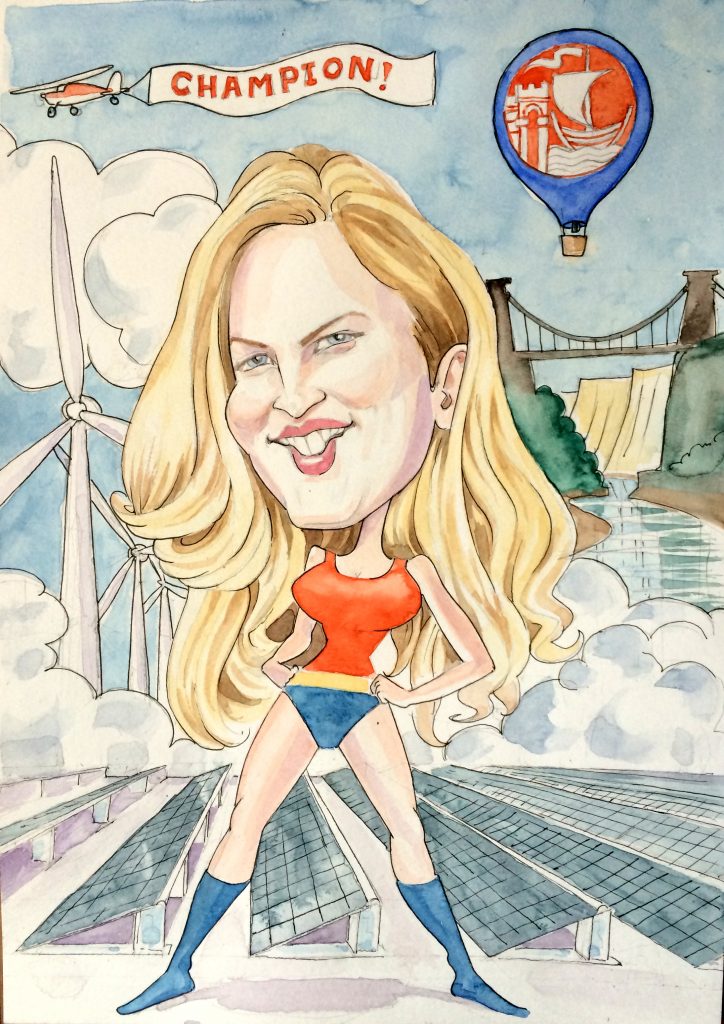 Hand painted caricature A3 watercolour