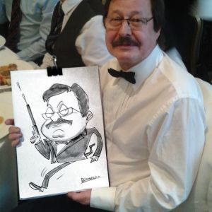 Get drawn at the table as your favourite movie character! Bond themed caricature