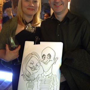 Mixing and mingling during drinks mix and mingle caricaturist