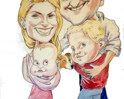 Family Caricatures Hand drawn family caricature