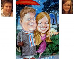 Valentines engagement and anniversary caricatures