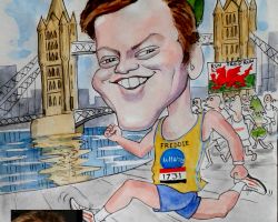 Going for the record! London Marathon caricature example